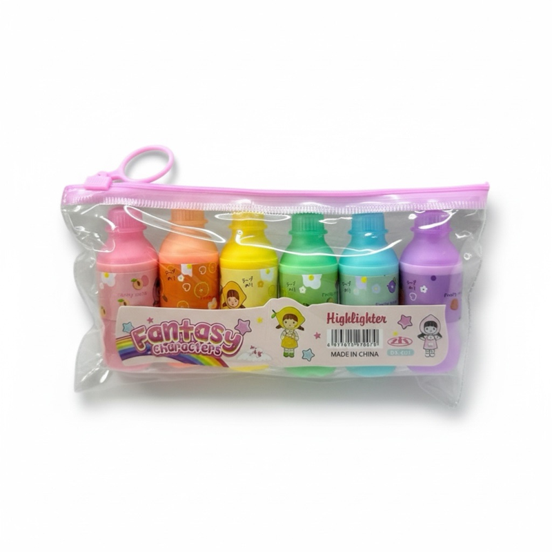 Bx-601 Şişe Figürü Pastel Renkler Fosforlu Kalem 6'Lı Set