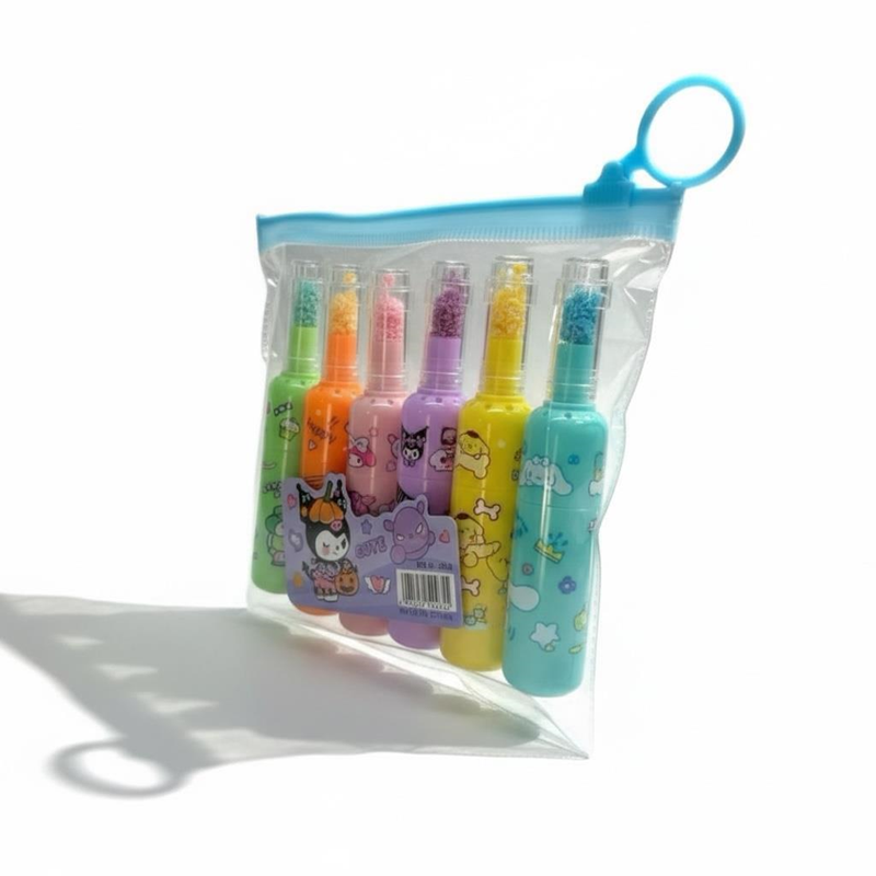 Dl-2041 Kuromi Şişe Figürü Fosforlu Kalem 6'Lı Set