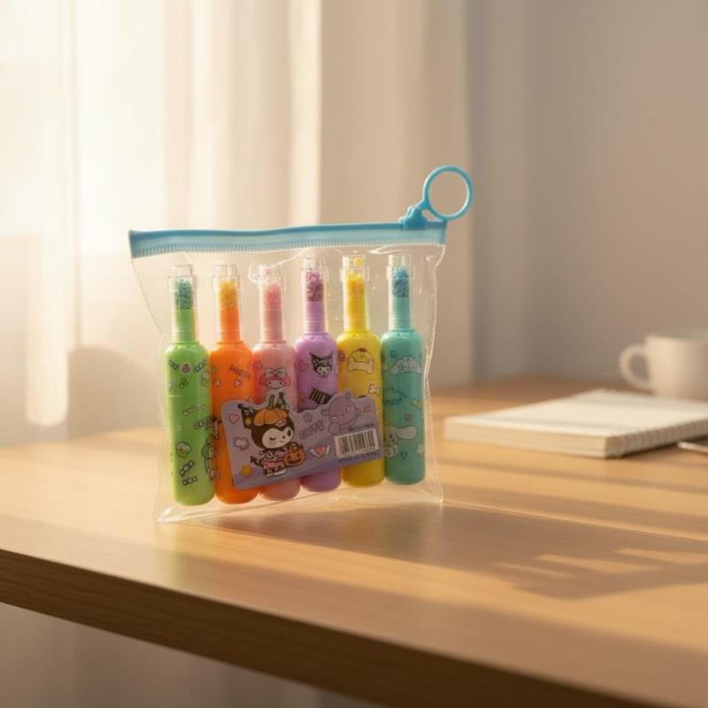 Dl-2041 Kuromi Şişe Figürü Fosforlu Kalem 6Lı Set