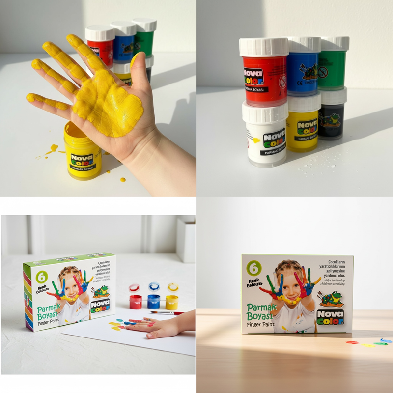 Nova Color 25 Ml Şişe Parmak Boyası 6'Lı Set