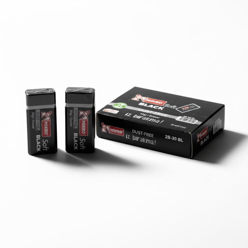 Mikro Siyah Soft Silgi 30'Lu Paket
