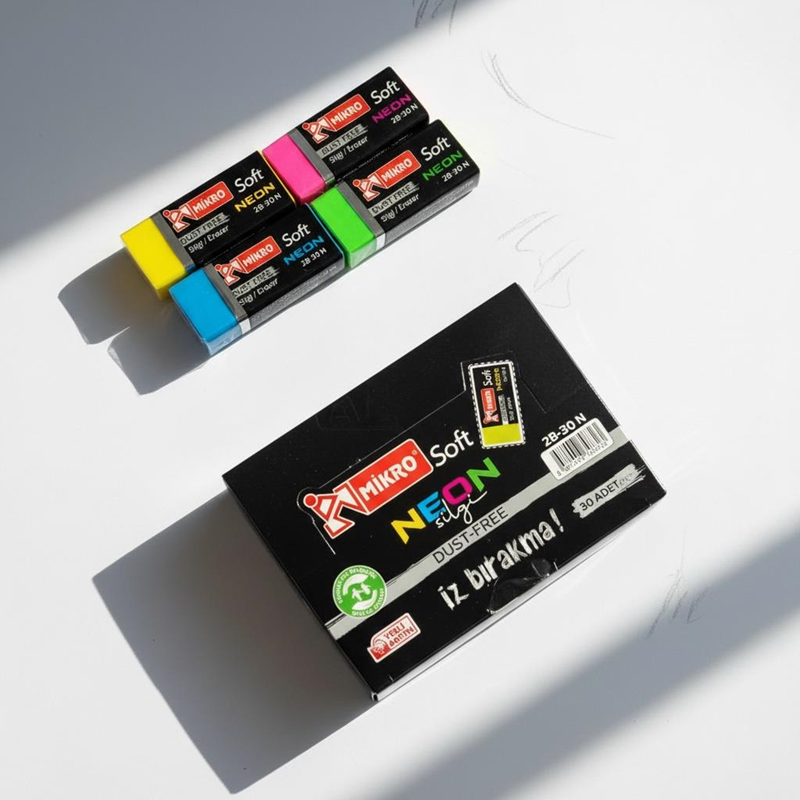 Mikro Neon Soft Silgi 30'Lu Paket
