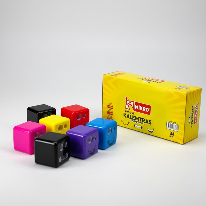Mikro Mk-1020 Gülen Yüz Kalemtıraş 24'Lü Paket