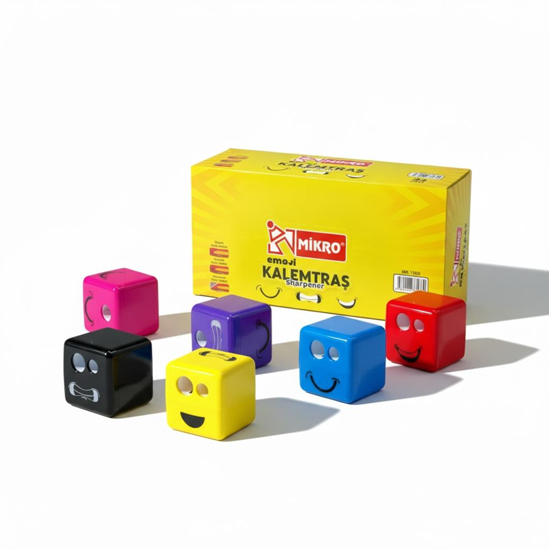 Mikro Mk-1020 Gülen Yüz Kalemtıraş 24'Lü Paket