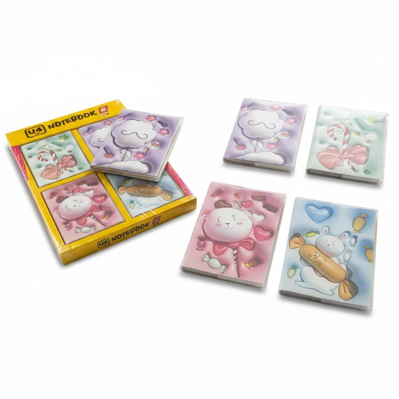 U4-3655 A-7 Pastel Renkler Sevimli Not Defterleri 24'Lü Paket