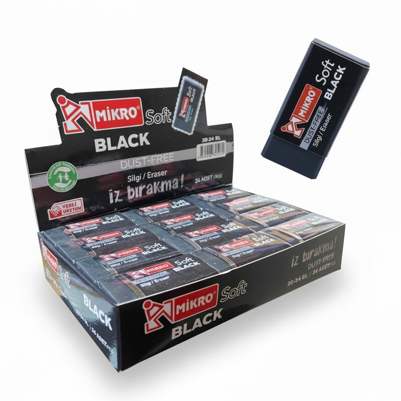 Mikro Siyah Soft Silgi 24'Lü Paket