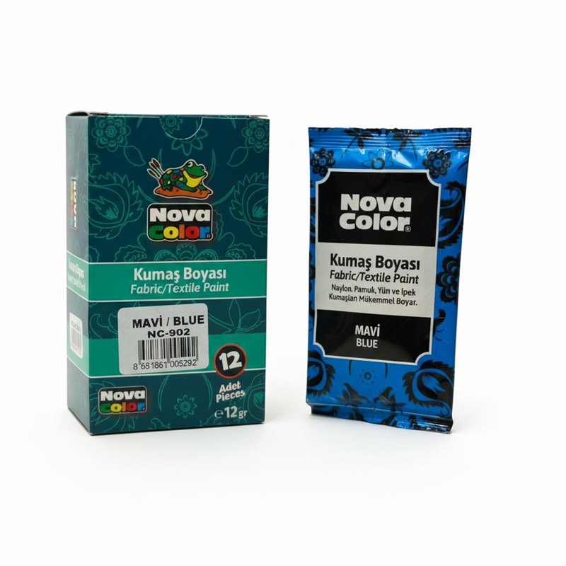 Nova Color Toz Kumaş Boyası Mavi Renk 12 Gr 12'Li Paket