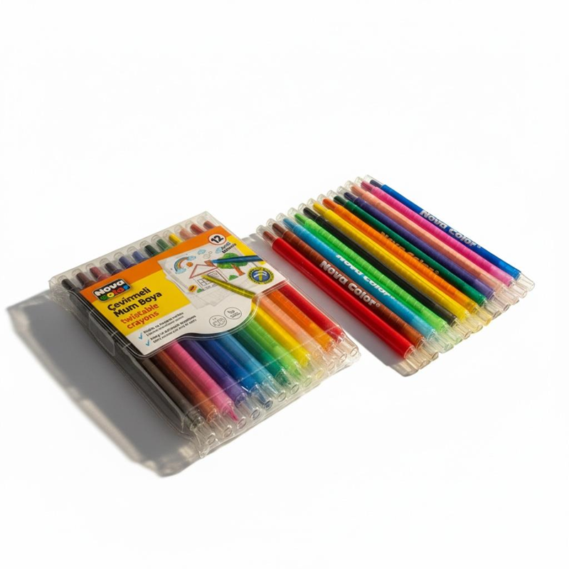 Nova Color Uzun Çevirmeli Mum Boya 12 Renk