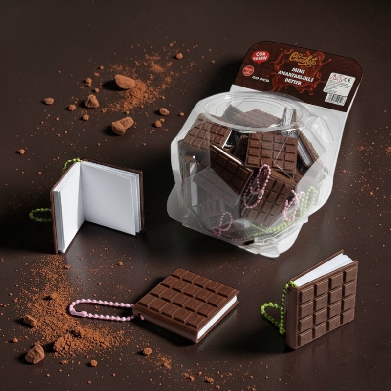Mini Çikolatalı Anahtarlıklı Not Defteri 60'Lı Paket Mini Çikolatalı Anahtarlıklı Not Defteri 60'Lı Paket