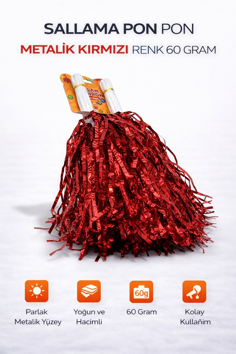 EXTRA DOLGUN PONPON METALİK 2Lİ -KIRMIZI