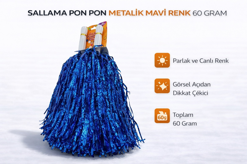 EXTRA DOLGUN PONPON METALİK 2Lİ -MAVİ