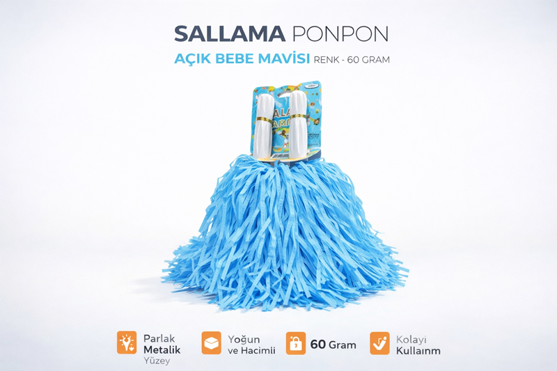 EXTRA DOLGUN PONPON PASTEL 2Lİ -AÇIK MAVİ