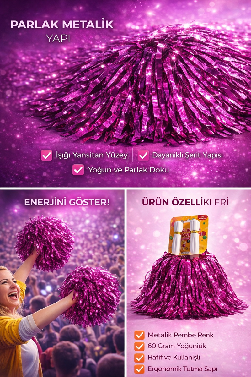 EXTRA DOLGUN PONPON METALİK 2Lİ -PEMBE/FUŞYA