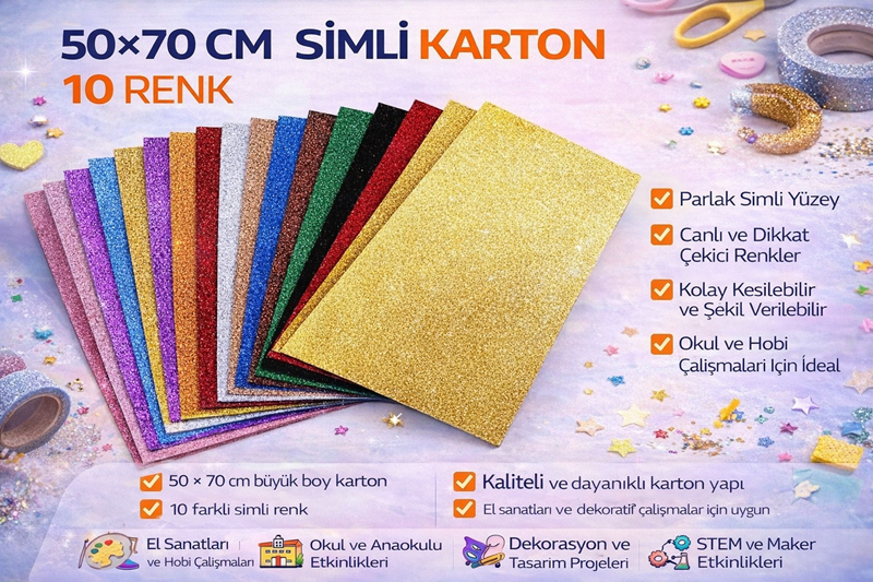 50*70 Cm Simli Karton 10 Renk 10'Lu Paket * Koli 30