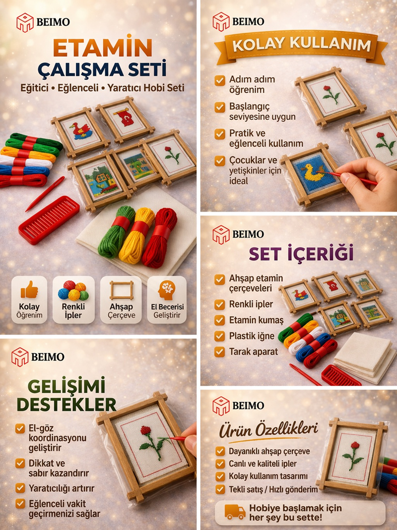 Etamin Çalışma Seti Ahşap Model