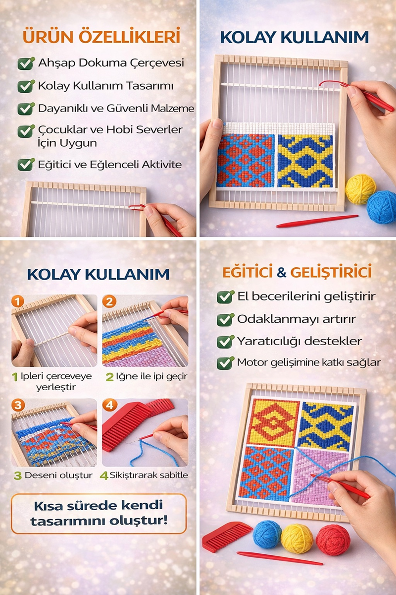 Halı Dokuma Çalışma Seti Ahşap Model