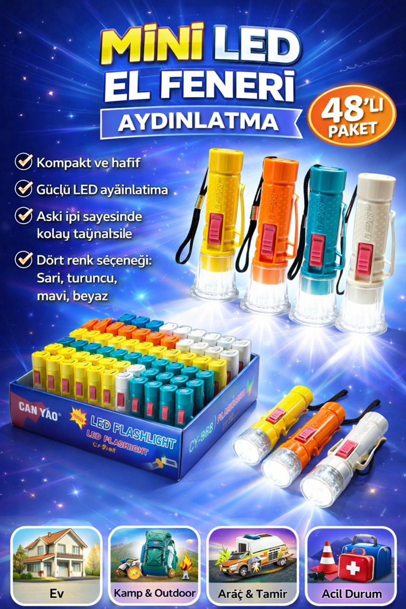 Mini Led El Feneri Aydınlatma 48Li Paket Mini Led El Feneri Aydınlatma 48Li Paket
