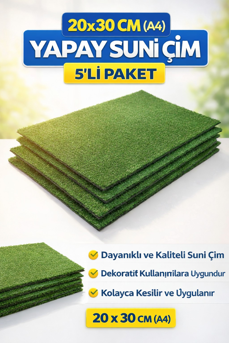 Yapay Çim A4 Maket Tabakası 5'Li Paket 20*30 Cm , Dekoratif Çim Tabakası Yapay Çim A4 Maket Tabakası 5'Li Paket 20*30 Cm , Dekoratif Çim Tabakası