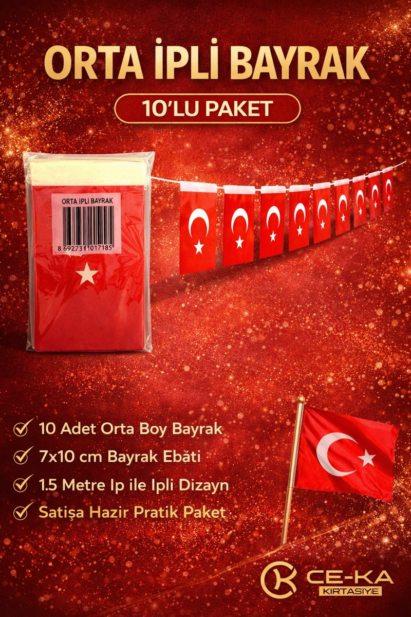 Orta Boy İpli Bayrak Orta Boy İpli Bayrak