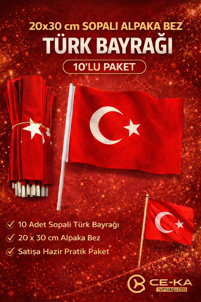 Sopalı Bez Bayrak 20*30 Cm 10'Lu Paket