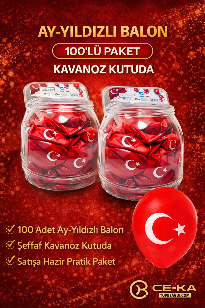 Ay Yıldız Türk Bayraklı Balon 100'Lü Paket Ay Yıldız Türk Bayraklı Balon 100'Lü Paket