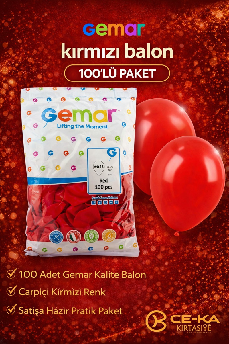 Gemar Kırmızı Balon 100'Lü Paket Gemar Kırmızı Balon 100'Lü Paket