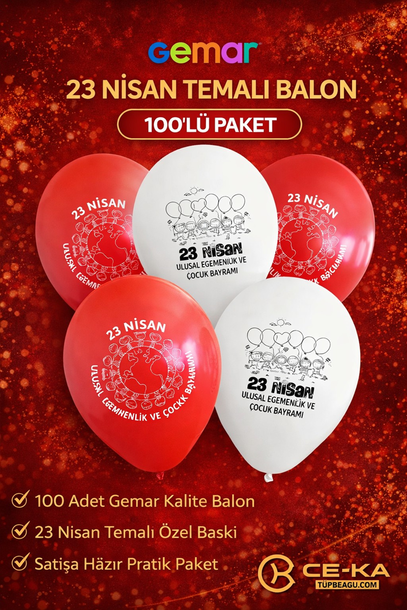 Gemar 23 Nisan Temalı Balon 100'Lü (11 İnç) Gemar 23 Nisan Temalı Balon 100'Lü (11 İnç)