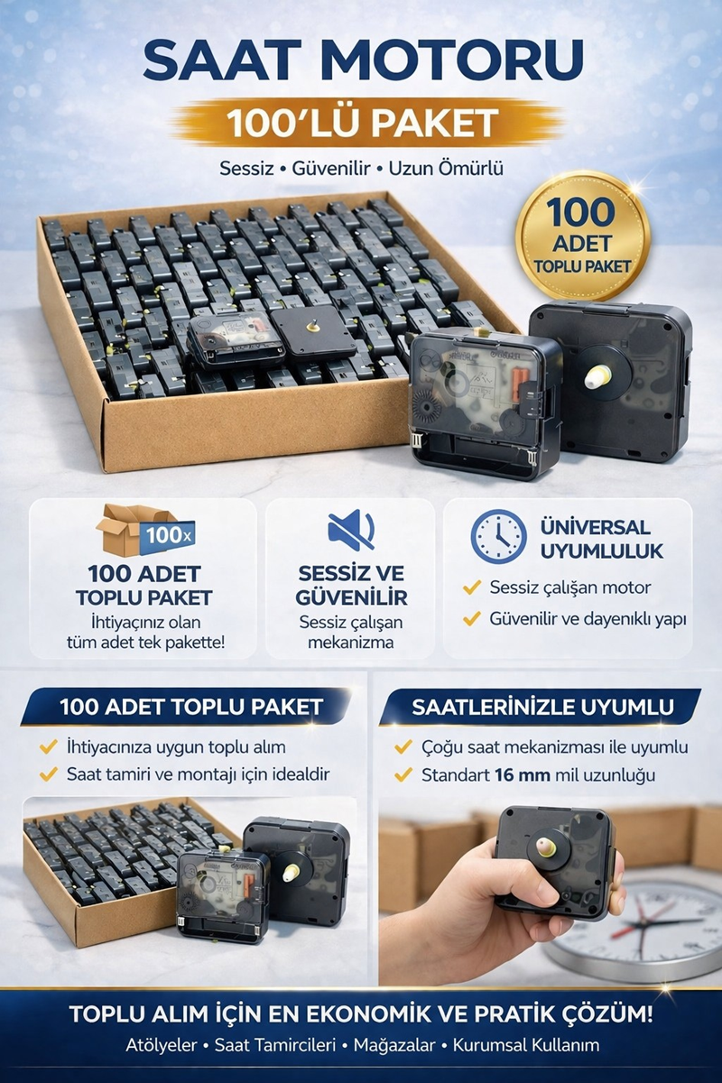Saat Motoru 100'Lü Paket Saat Motoru 100'Lü Paket