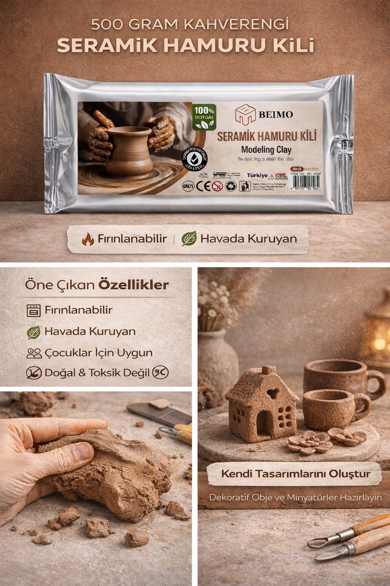 Seramik Hamuru Kil Çamuru 500 Gr Kahverengi