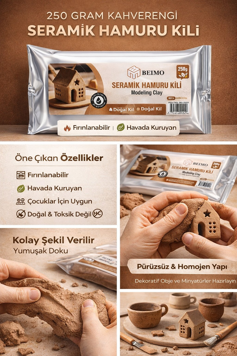 Seramik Hamuru Kil Çamuru 250 Gr Kahverengi