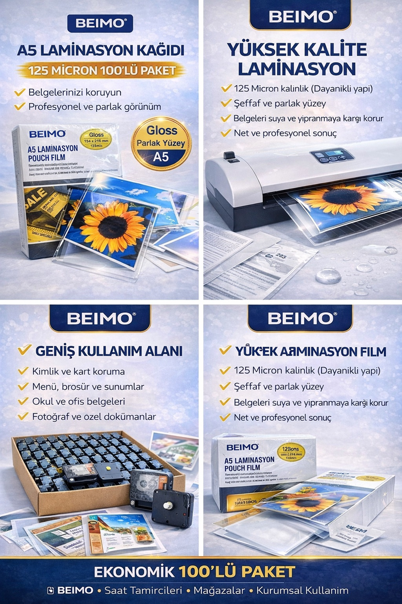 A5 Laminasyon Kağıdı 125 Micron 100'Lü Paket A5 Laminasyon Kağıdı 125 Micron 100'Lü Paket