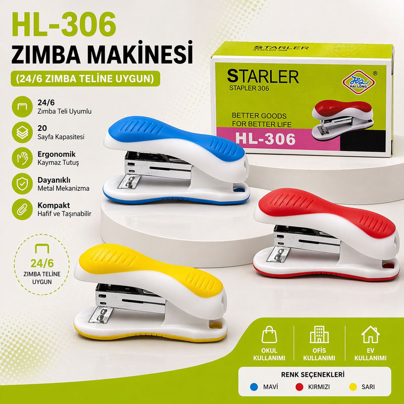 Hl-306 Zımba Makinesi (24/6 Zımba Teline Uygun) Hl-306 Zımba Makinesi (24/6 Zımba Teline Uygun)