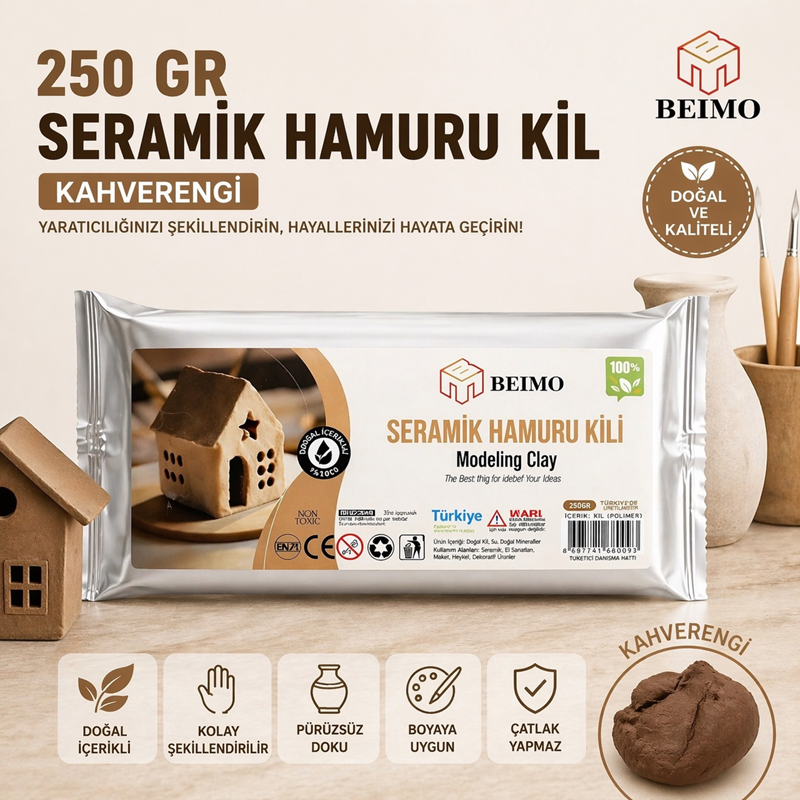 Seramik Hamuru Kil Çamuru 250 Gr Kahverengi Seramik Hamuru Kil Çamuru 250 Gr Kahverengi