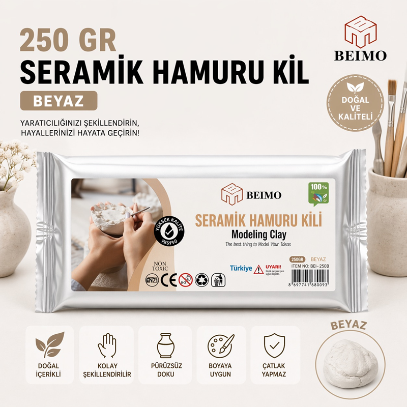 Seramik Hamuru Kil Çamuru 250 Gr Beyaz Renk Seramik Hamuru Kil Çamuru 250 Gr Beyaz Renk