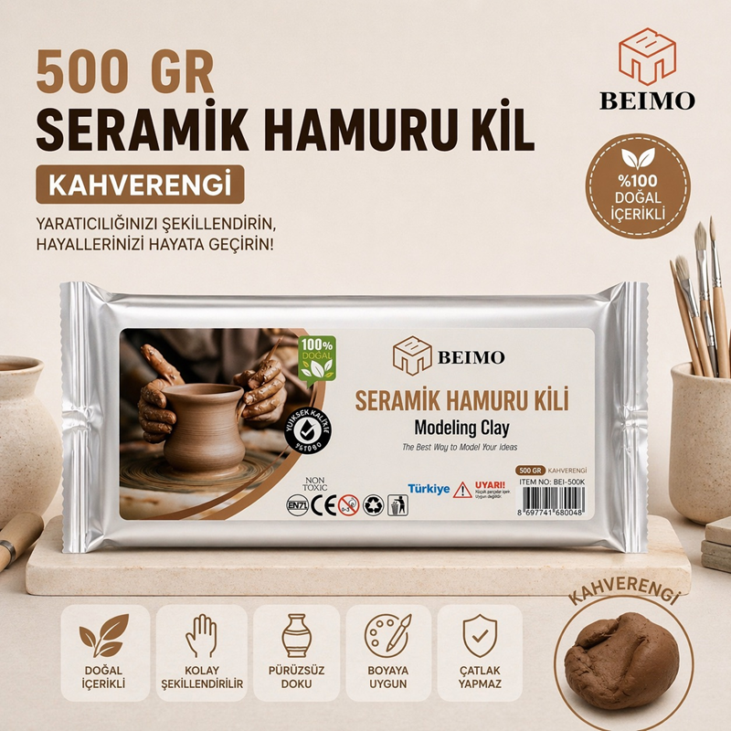 Seramik Hamuru Kil Çamuru 500 Gr Kahverengi Seramik Hamuru Kil Çamuru 500 Gr Kahverengi