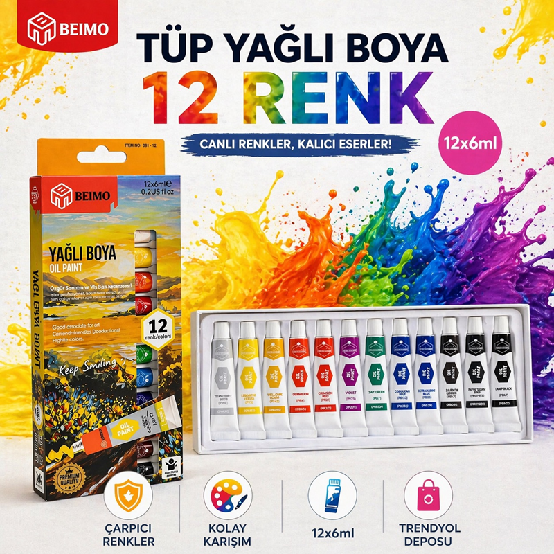 Beimo Tüp Yağlı Boya 12 Renk Beimo Tüp Yağlı Boya 12 Renk