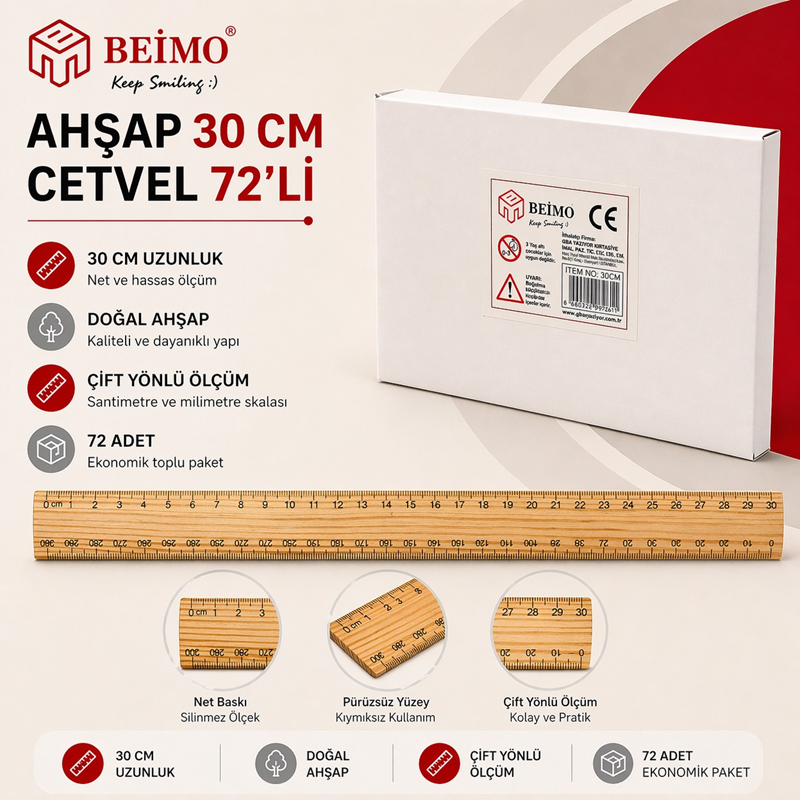 Ahşap Cetvel 30 Cm 72'Li Paket Ahşap Cetvel 30 Cm 72'Li Paket