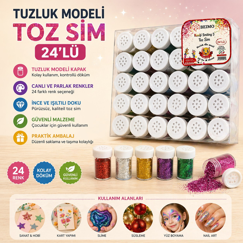 Renkli Tuzluk Modeli Karışık Toz Sim 24'Lü Paket Renkli Tuzluk Modeli Karışık Toz Sim 24'Lü Paket