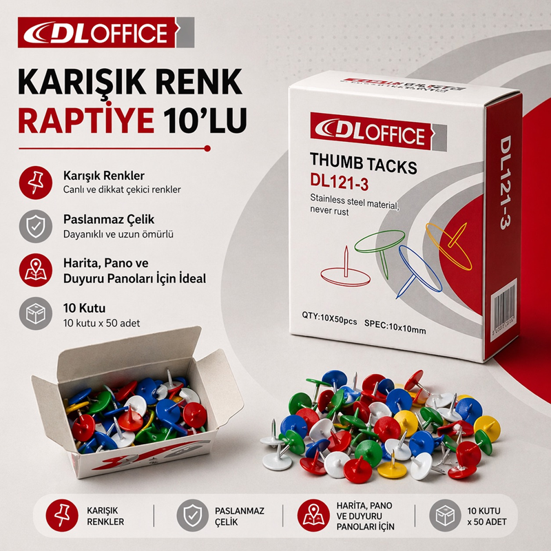 Renkli Raptiye 10 Mm 10'Lu Paket Renkli Raptiye 10 Mm 10'Lu Paket