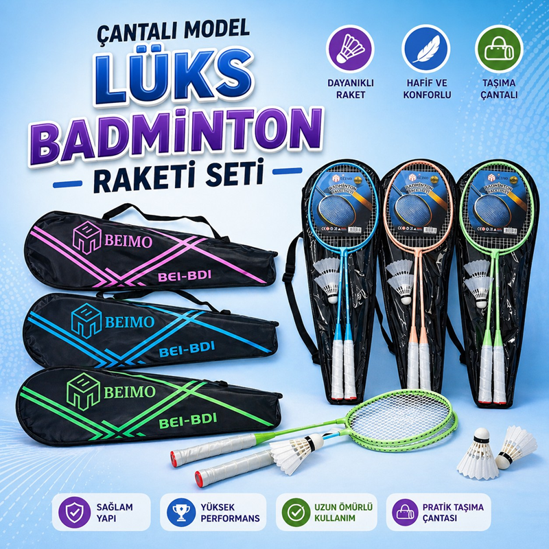 Çantalı Lüks Badminton Raketi Seti * Koli 50 Çantalı Lüks Badminton Raketi Seti * Koli 50