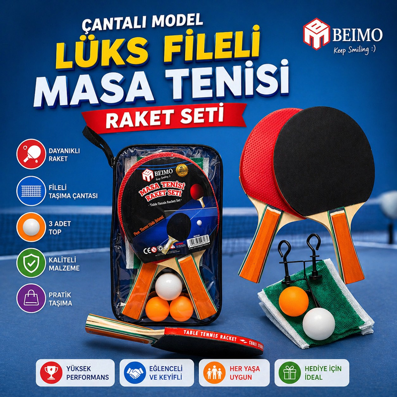Çantalı Fileli Masa Tenisi Raket Seti * Koli 50 Çantalı Fileli Masa Tenisi Raket Seti * Koli 50