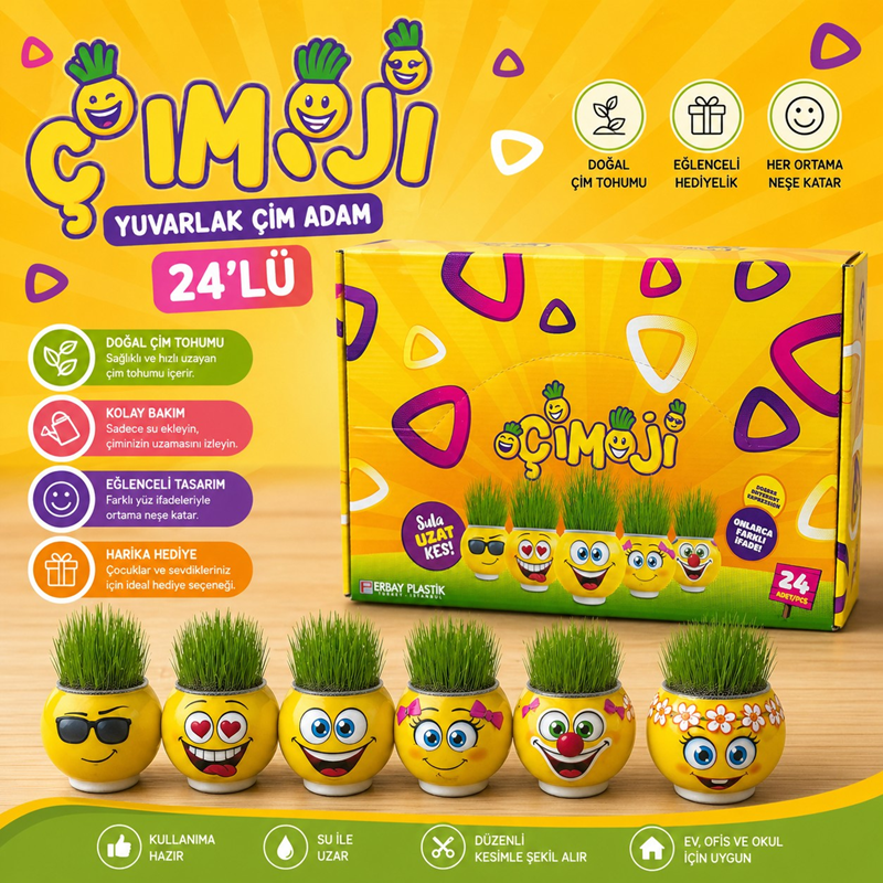 Çimoji Yuvarlak Çim Adam 24'Lü Paket Çimoji Yuvarlak Çim Adam 24'Lü Paket