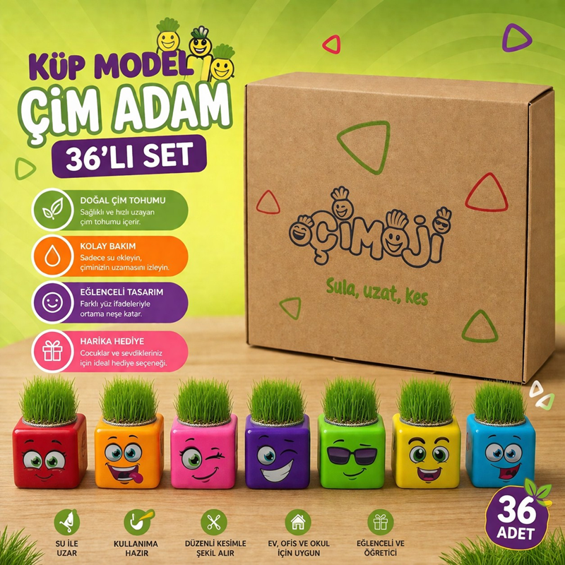 Mini Küp Çim Adam 32'Li Paket
