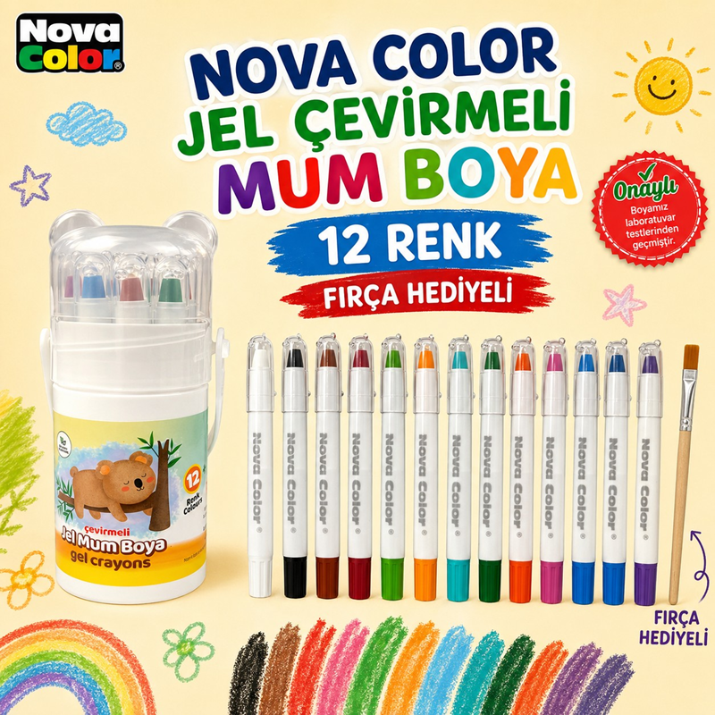 Nova Color Çevirmeli Jel Mum Boya 12 Renk Nova Color Çevirmeli Jel Mum Boya 12 Renk