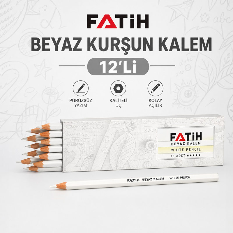 Fatih Beyaz Renk Kurşun Kalem 12'Li Fatih Beyaz Renk Kurşun Kalem 12'Li