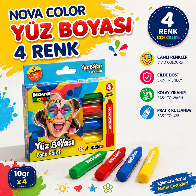 Nova Color Yüz Boyası 4 Renk Nova Color Yüz Boyası 4 Renk