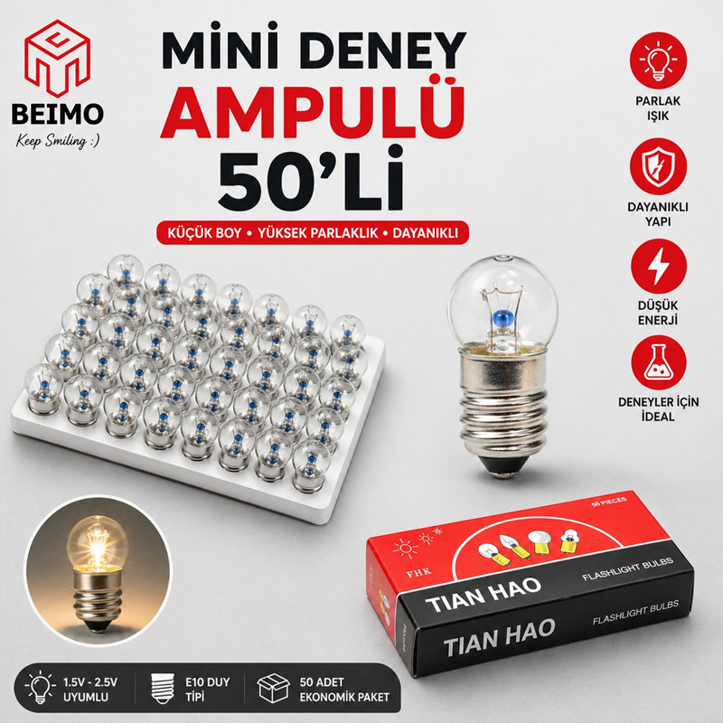 Mini Deney Ampulü 2.5V 50'Li Paket