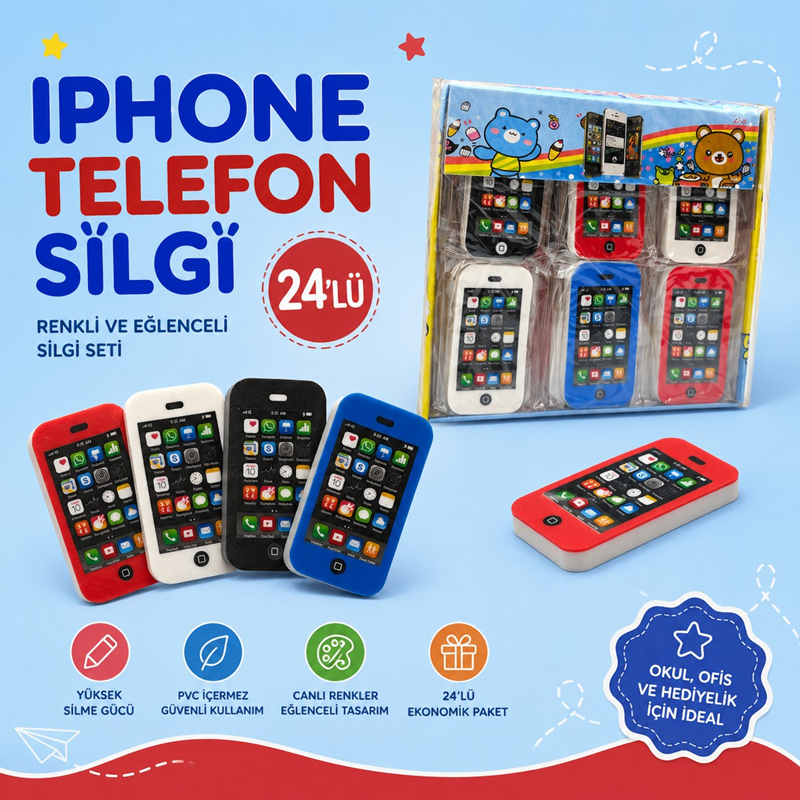 Iphone Telefon Modeli Silgi 24'Lü Paket Iphone Telefon Modeli Silgi 24'Lü Paket
