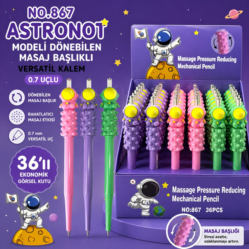 No.867 Astronot Modeli Gövdesi Masaj Yapan Versatil 0.7 Uçlu 36'Lı Paket No.867 Astronot Modeli Gövdesi Masaj Yapan Versatil 0.7 Uçlu 36'Lı Paket