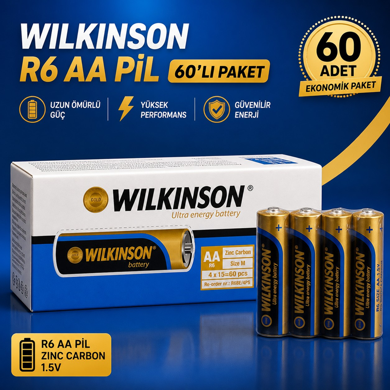 Wilkinson R6 Kalem Pil 60'Lı Paket Wilkinson R6 Kalem Pil 60'Lı Paket